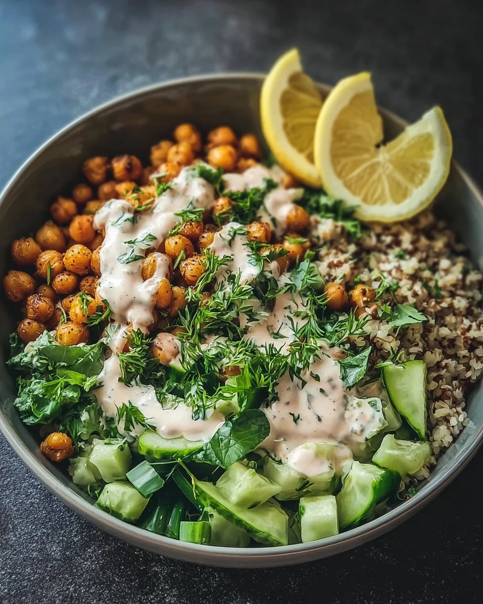 Healthy Grain Bowls with Chickpeas and Tahini Dressing
