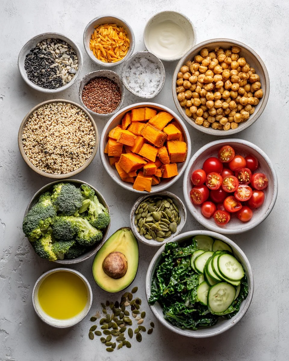 Healthy Grain Bowls with Chickpeas and Tahini Dressing
