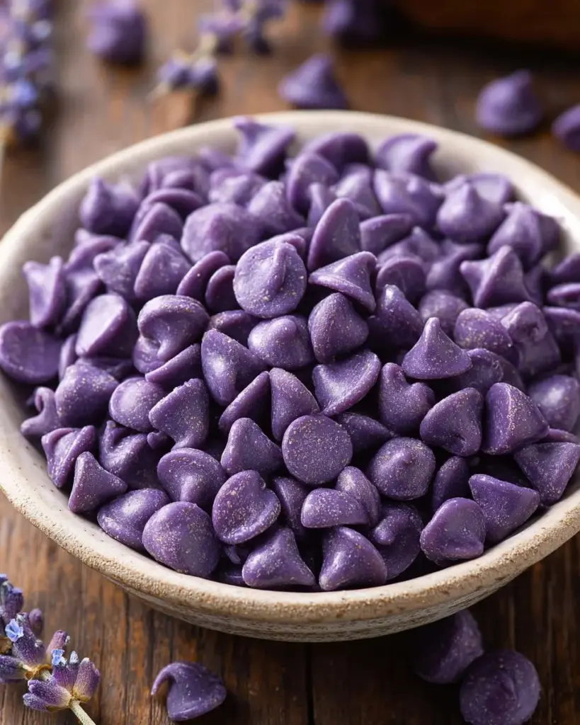 Lavender Chocolate Chips for baking and snacking, a unique flavor combination