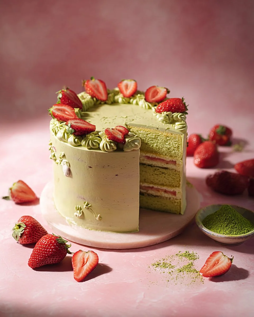 Matcha Strawberry Cake