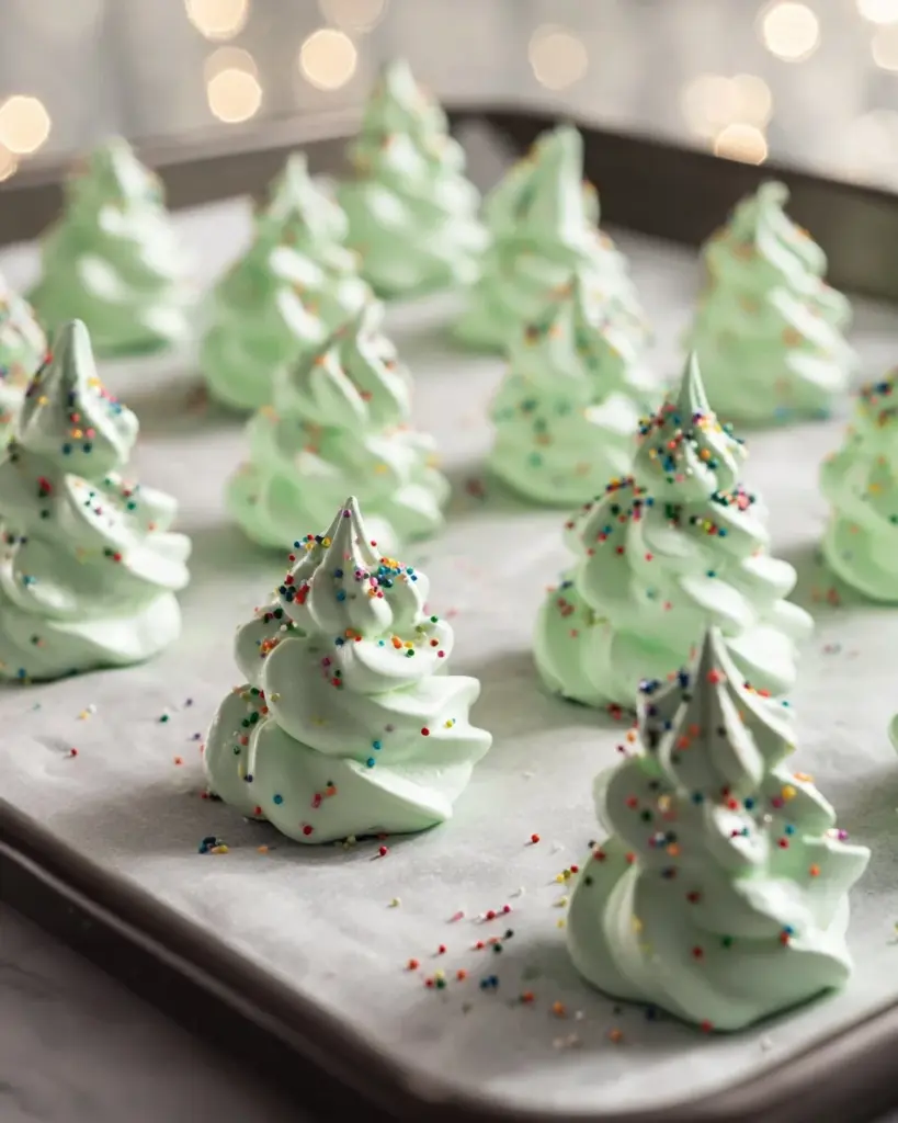 Decorative and delicious Meringue Christmas Trees for holiday celebrations