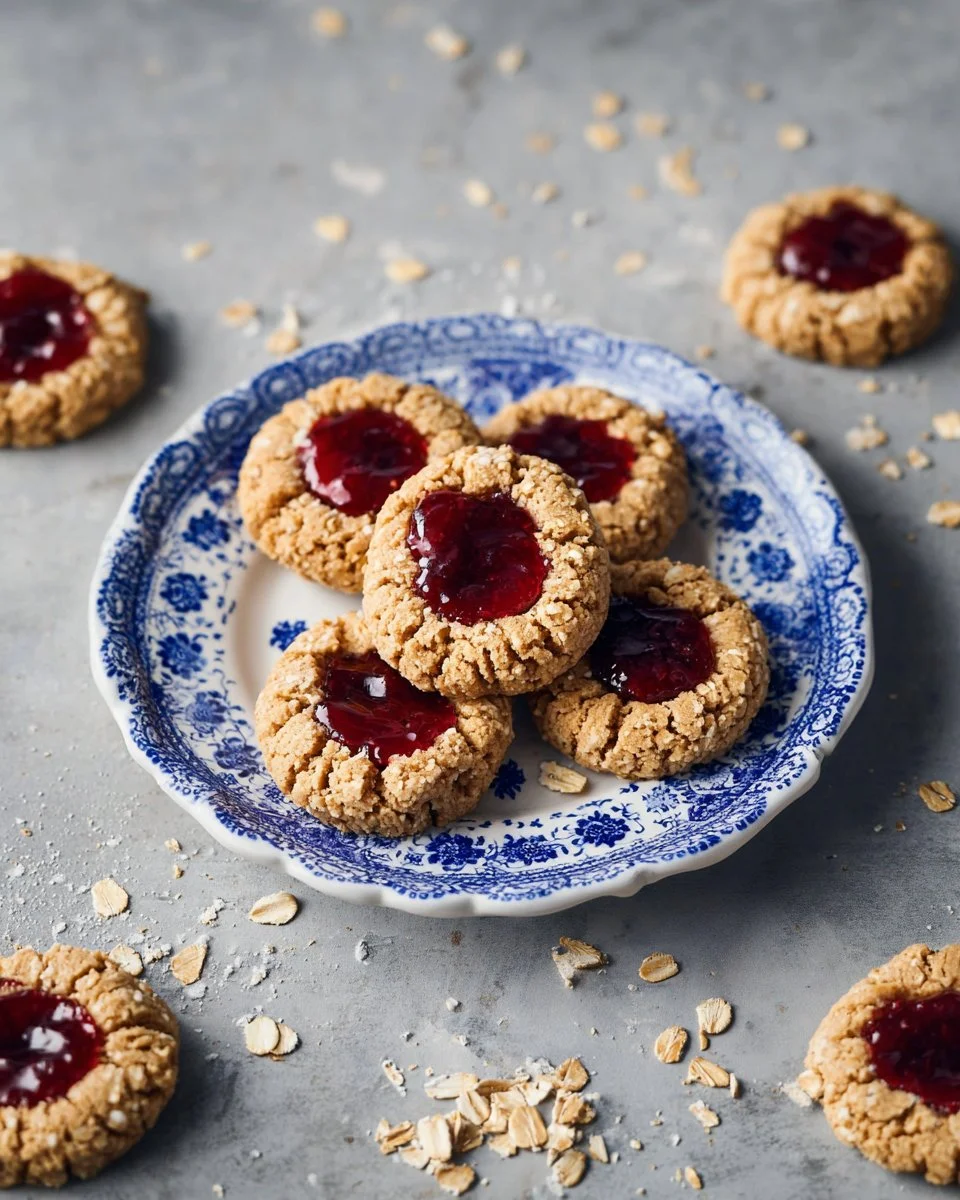 Oat Jam Thumbprint Cookies