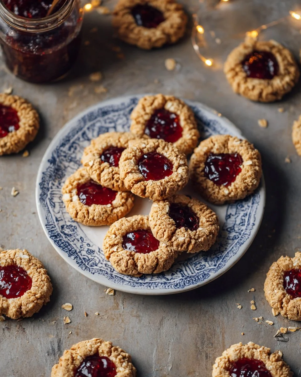 Oat Jam Thumbprint Cookies