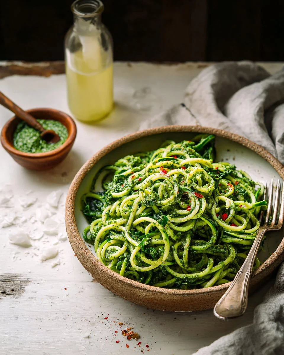 Spicy Kale Pesto + Zucchini Noodles