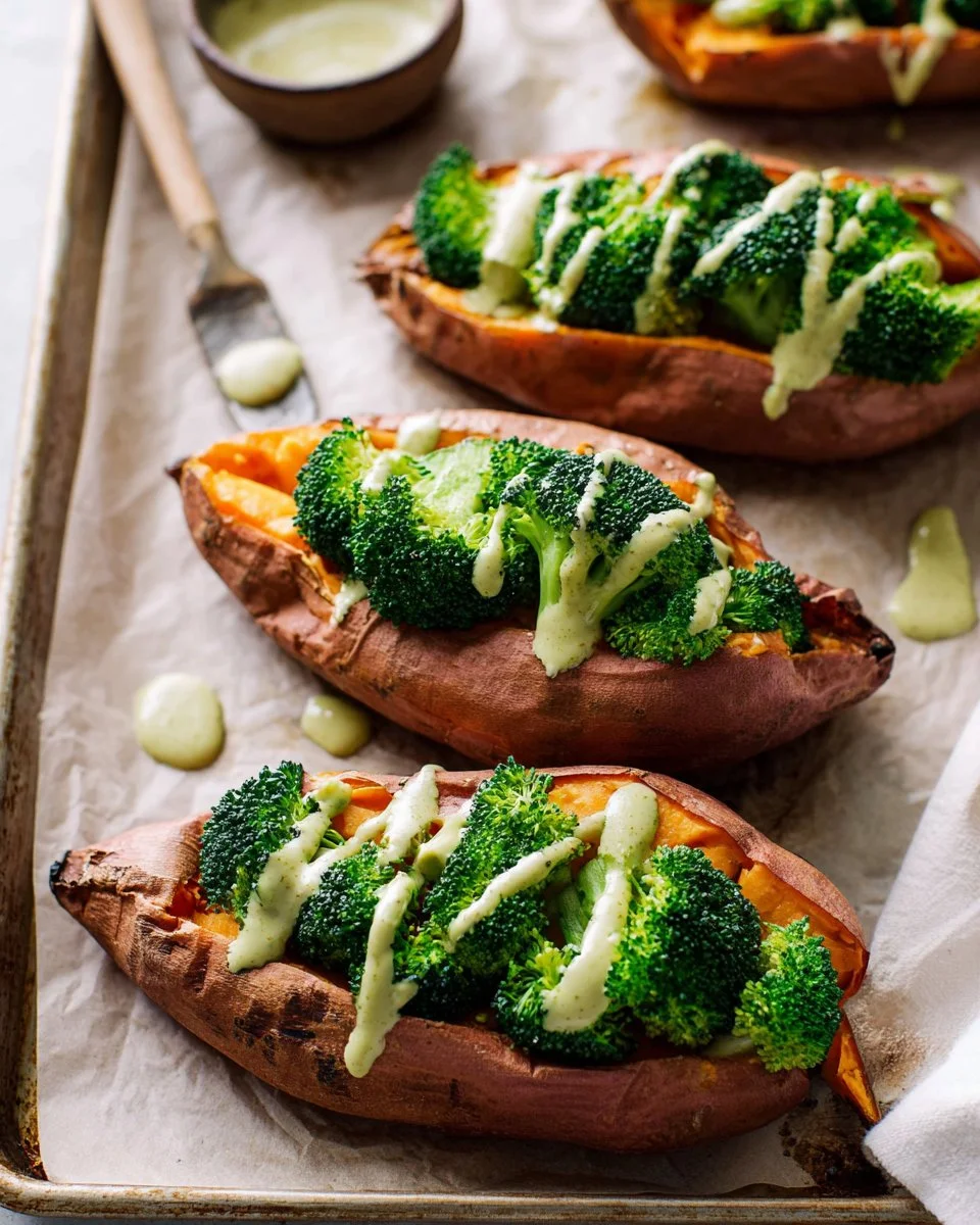 Stuffed Sweet Potatoes with Broccoli and Avocado