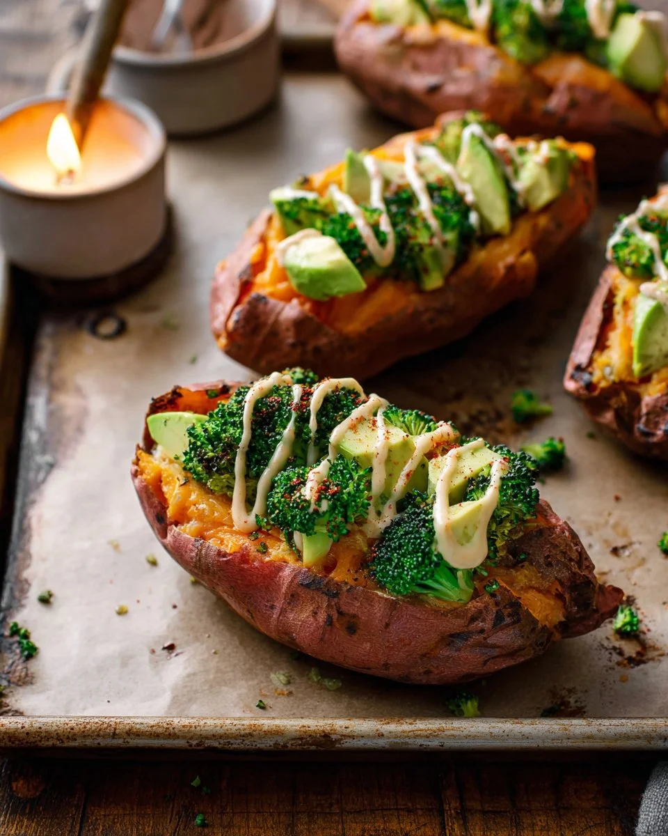 Stuffed Sweet Potatoes with Broccoli and Avocado