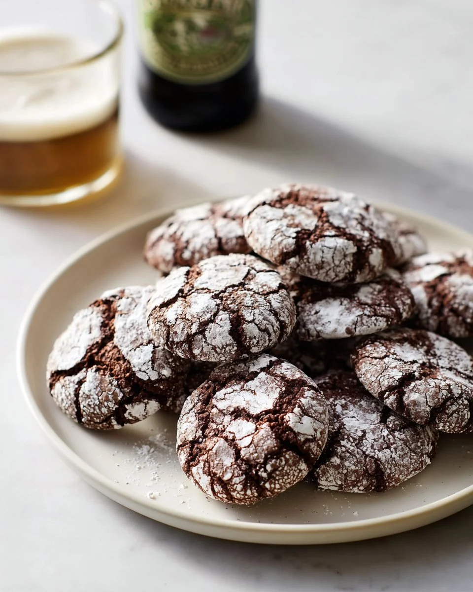Vegan Chocolate Stout Crinkle Cookies