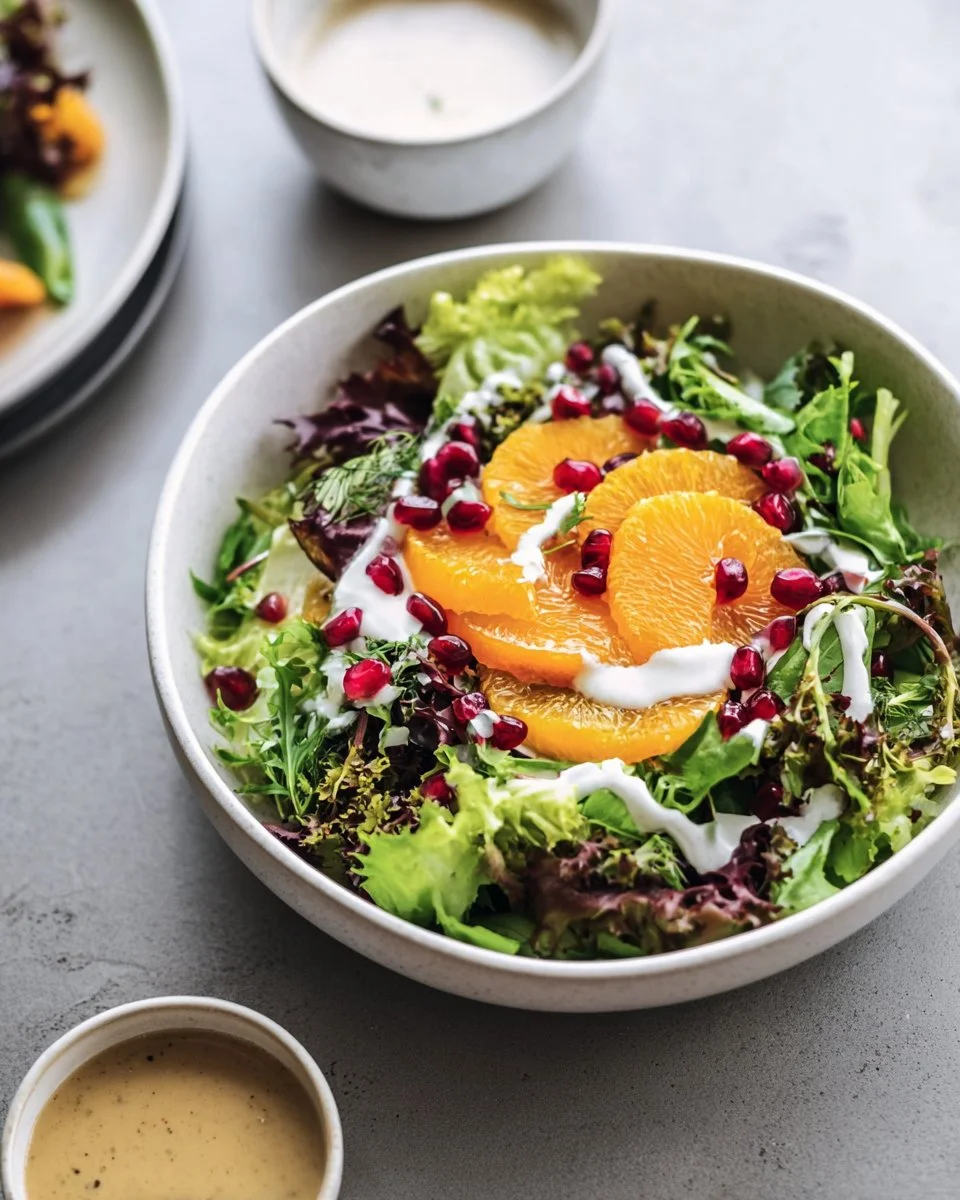 Winter Salad and Creamy Orange Ginger Dressing