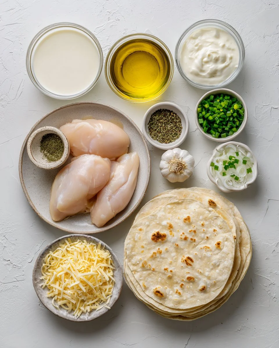 Cheesy Chicken Enchiladas with White Sauce